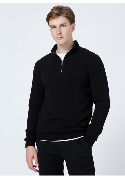 Only & Sons Ceres Half Zip Erkek Siyah Yarım Fermuar Sweatshirt 22019055-02