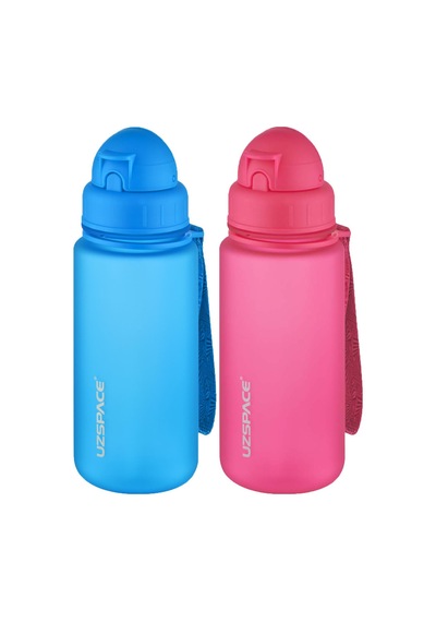 Uzspace 2'li Pipetli Tritan Matara Seti 400 Ml Fiftyfifty -3024seta Mavi-Pembe
