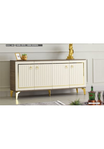 Duru Gold Detaylı Ceviz-beyaz Konsol Beyaz - Ceviz