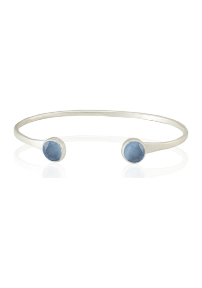 Kadir Jewellery 925 Ayar Gümüş Kaplama El İşçiliği Zirkon Taşlı Kadın Charm Bileklik Mavi