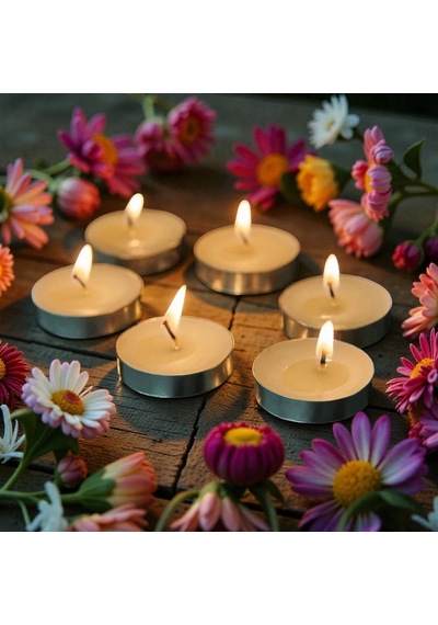 50 Adet Yuvarlak Beyaz Tea Light Mum Beyaz Mum Tealight Mum Yılbaşı Mumları Romantik Dekor Süsleme Beyaz