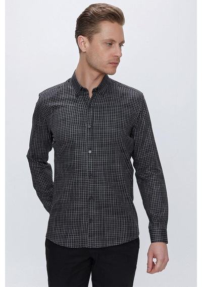 Efor Gk 662 Slim Fit Siyah Klasik Gömlek Siyah