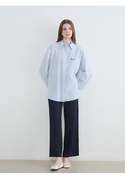 Lcw Modest Lacivert Beli Lastikli Dokulu Kadın Pantolon