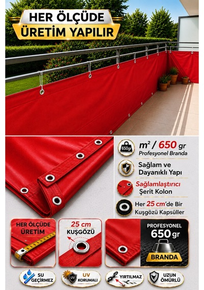 Kırmızı Renkli Balkon Branda Perdesi - 650 Gr Pvc Polyester - Kuşgözlü Ve Kolon Takviyeli Balkon Demiri Brandası Kırmızı Kırmızı Renkli Balkon Branda Perdesi - 650 Gr Pvc Polyester - Kuşgözlü Ve Kolon Takviyeli Balkon Demiri Brandası Kırmızı