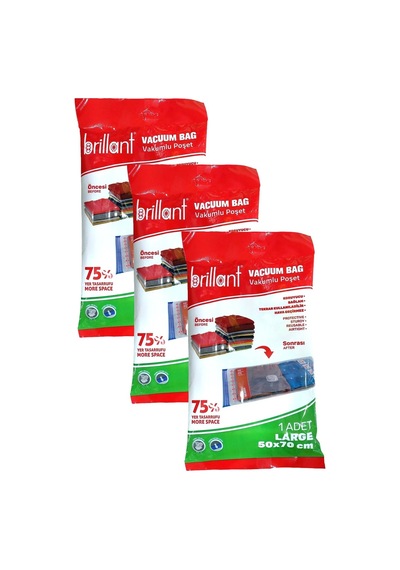 Brillant Vakumlu Hurç, 3lü Set, Large Boy 50x70 Şeffaf