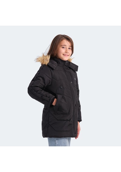 Slazenger CAMRON Çocuk Kapüşonlu Siyah Mont & Kaban