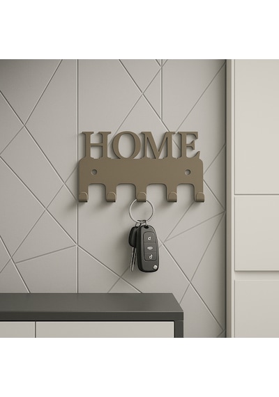 Lunoart Home Yazılı Metal Anahtarlık Askısı Duvar Tipi Anahtar Organizer Vizon