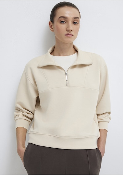 Mavi - Yarı Fermuarlı Ekru Tencel Sweatshirt 1s10488-70005 Ekru