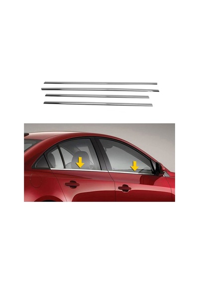 Volkswagen Bora Uyumlu 1998-2004 Krom Cam Çıtası 4 Parça Paslanmaz Çelik