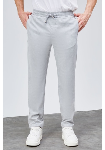 HLT Jeans Erkek Gri Relaxed Fit Yandan Cepli Beli Lastikli Bağcıklı Duble Paça Jogger Pantolon Bolt-1998 Gri