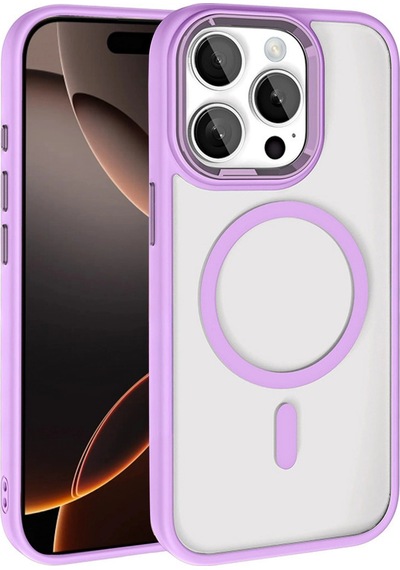 Joko Apple iPhone Uyumlu iPhone 15 Pro Max Terea Magsafe Kapak - Lila Renkli