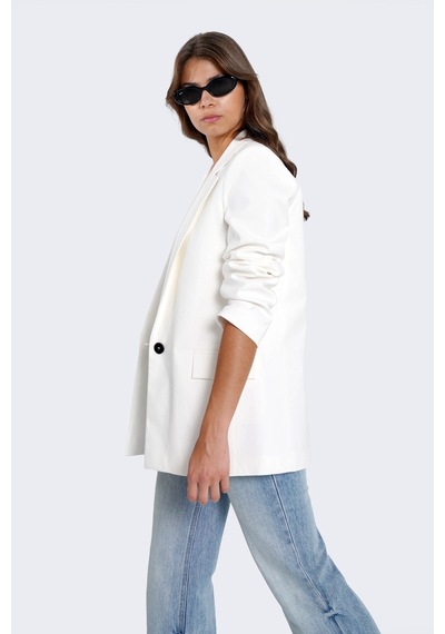 Thalure Kadın Beyaz Keten Blazer