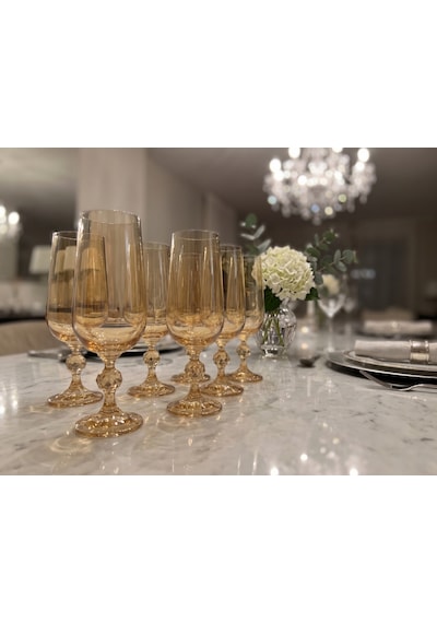 Bohemia Kristal Bardak Titanyum Bal Rengi 180 Cc 6 Adet Altın