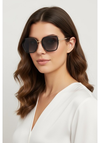 Daniel Klein Dk4339-1 Degrade Siyah Gold Kare Model Aura Cat Eye Kadın Güneş Gözlüğü Gold