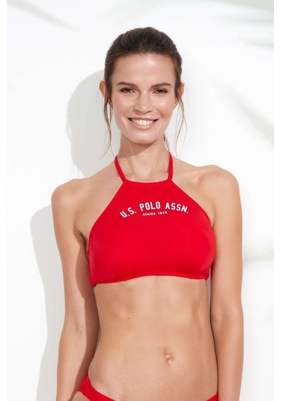 U.S. Polo Assn. Kadın Kırmızı Halter Bikini Üst 21507