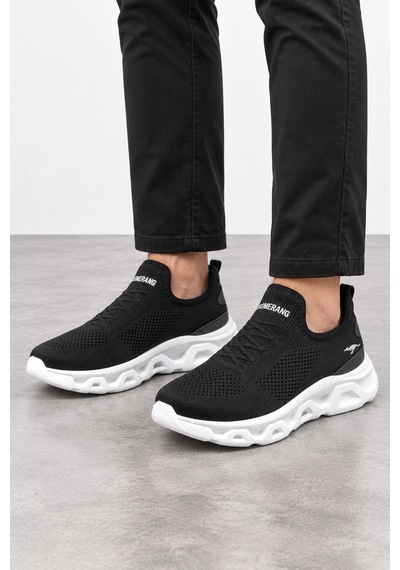 Ht Hotin Bonita Erkek Bağcıksız Triko Günlük Sneaker Ayakkabı - Siyah