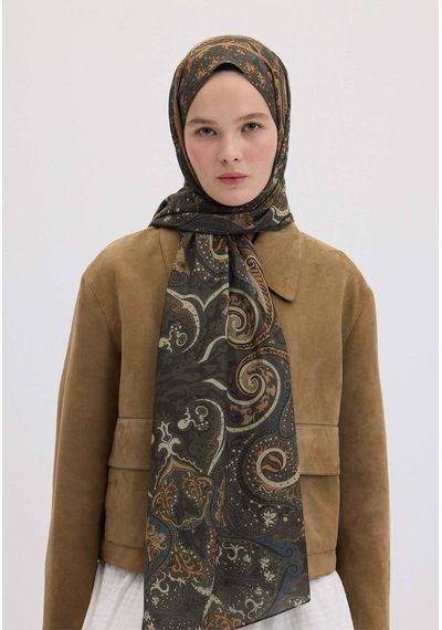 Freshscarfs Etnic Paisley Desen Şal Tozlu Kahve