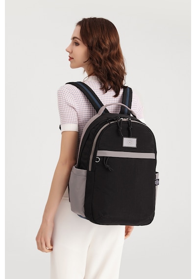 Smart Bags Büyük Boy Su Geçirmez Kumaş Renkli Çanta Siyah/gri