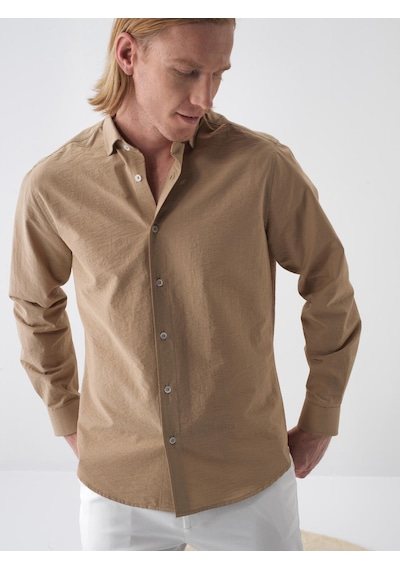 Xint Camel Pamuk Dokulu Regular Fit Gömlek 700967 Xint Camel Pamuk Dokulu Regular Fit Gömlek 700967