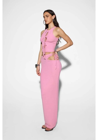 Baker By Ted Baker Pembe Bambi Maxi Etek - Kesik Detaylı, Esnek Bel, Şık Tasarım