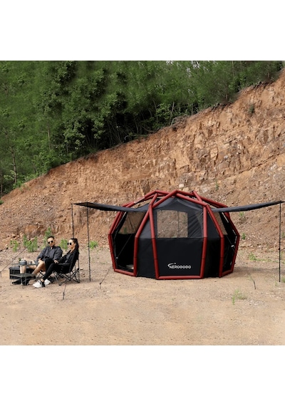 Aerogogo Dahili Pompalı Otomatik Şişirilebilir Kubbe Çadır - Dome Zt04-01 Kırmızı - Siyah
