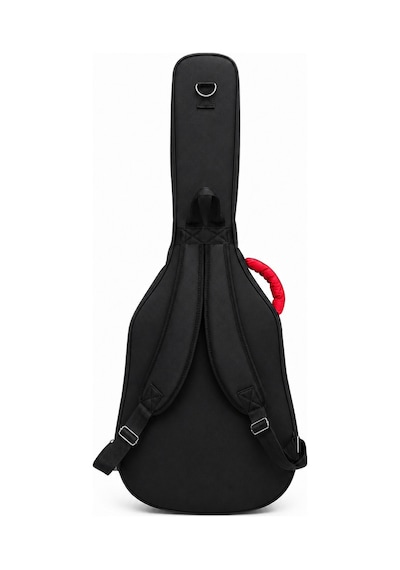Profesyonel Gigbag Kalın Akustik Gitar Kılıfı-çantası - Siyah - Kırmızı 1900 Denye Lüx Kumaş - %100 Su Geçirmez