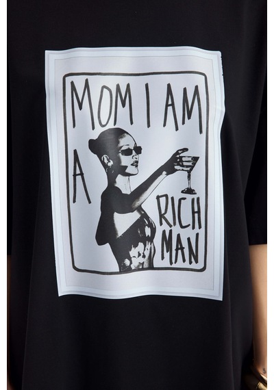 Mai Studıos Mai Studios Co. Rich Woman Oversize Siyah T-shirt SIYAH