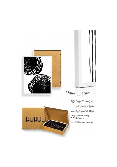 Beyaz Ahşap Çerçeveli 3 Lü Modern Tablo Huhu240