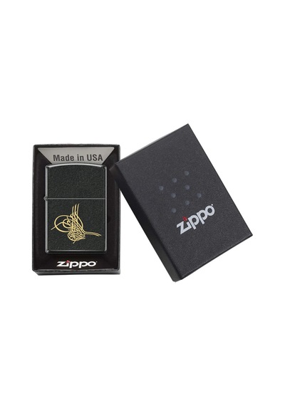 Zippo Ottoman Sultan Tuğra Black Crackle Dizayn Çakmak Siyah
