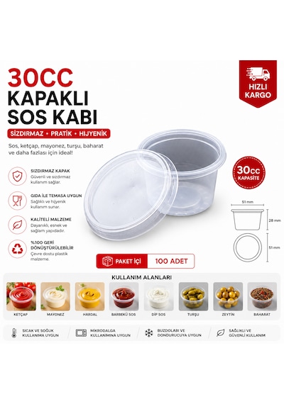 Sos Kase 58 Mm Pet 30 Cc Kapaklı 100 Adet