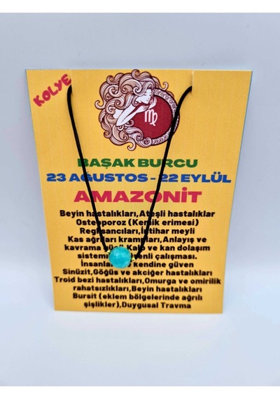 Sertifikalı Başak Burcu Amazonit Taşı Doğal Taş Kolye Çok REnkli