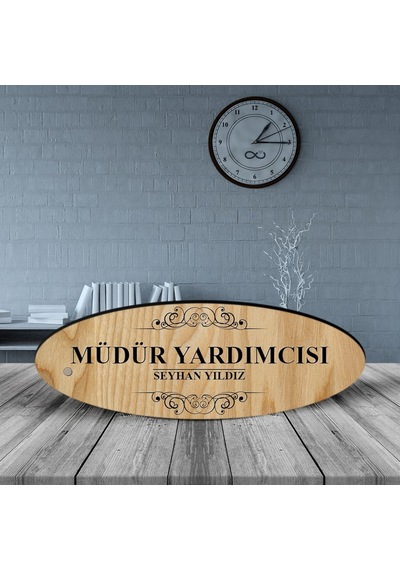Kişiye Özel Mesleki Müdür Yardımcısı Ahşap Oval Masa İsimliği - 2