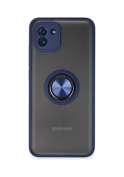 Samsung Galaxy A03 Kılıf Montreal Yüzüklü Silikon Kapak - Lacivert 0.2M-Çok Renkli