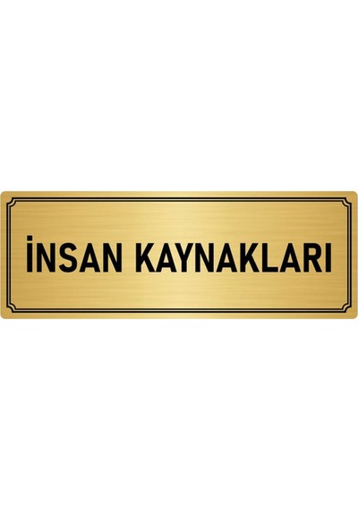 Metal Yönlendirme Levhası, Departman Kapı İsimliği İnsan Kaynakları 10x20 cm Altın Renk