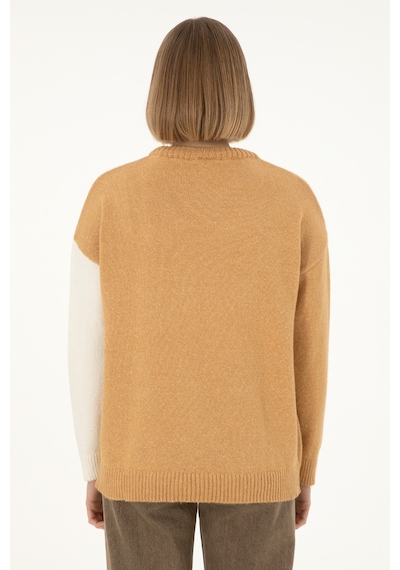 U.S. Polo Assn. Kadın Camel Melanj Bisiklet Yaka Kazak 50291624-VR122