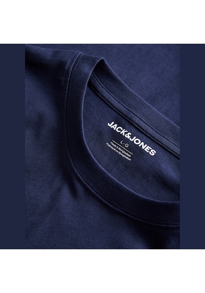 Jack & Jones Erkek Gögüs Baskili Relaxed Fit Bisiklet Yaka Tisört - Abbo - 12298470 Lacivert