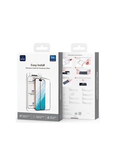 Apple Uyumlu   iPhone 17 Pro Wiwu Sq-008 Oleofobik Easy Install Temperli Ekran Koruyucu Uygulama Aparatlı Şeffaf