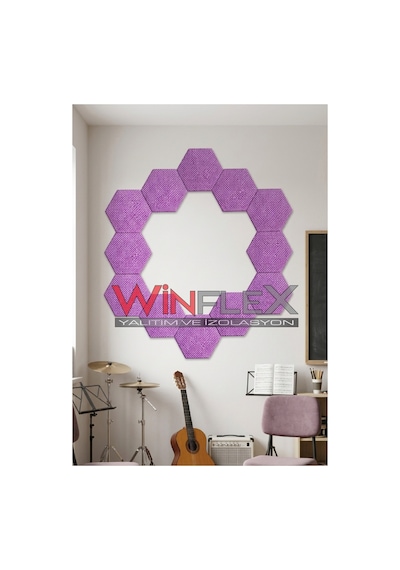Winflex 12'li Altıgen Akustik Kumaş Panel 17x20 Cm Lila