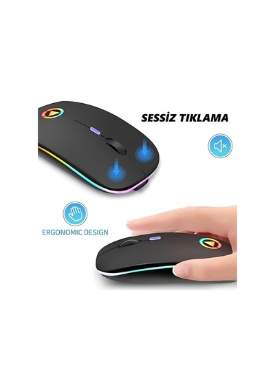 Hpy Pazar Led Aydınlatmalı Şarjlı Sessiz Kablosuz Mouse Diğer