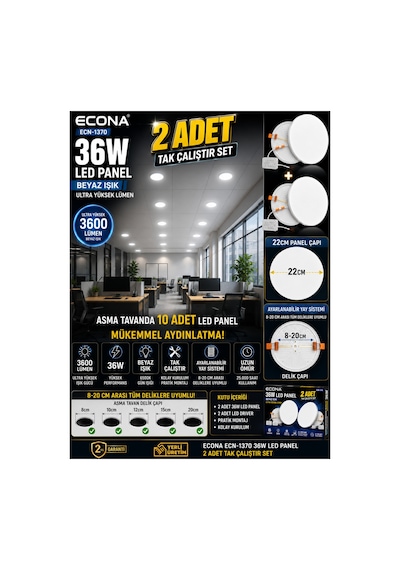 2 Adet -36w Led Panel Ayarlanabilir Beyaz Işık 8-20 Cm Yaylı Asma Tavan Armatürü 22cm Ultra Yüksek Lümen Beyaz Işık Tak Çalıştır Set ,spot Lamba ,sıvaaltı Led Panel,led Işıklı Panel Led 2 Adet -36w Led Panel Ayarlanabilir Beyaz Işık 8-20 Cm Yaylı Asma Tavan Armatürü 22cm Ultra Yüksek Lümen Beyaz Işık Tak Çalıştır Set ,spot Lamba ,sıvaaltı Led Panel,led Işıklı Panel Led