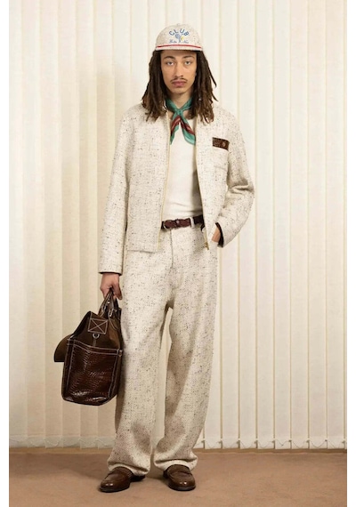 American Rag Cie Ecru Fitted Tweed Ceket - Şık Detaylarıyla Erkeğe Özel Tasarım Ekru
