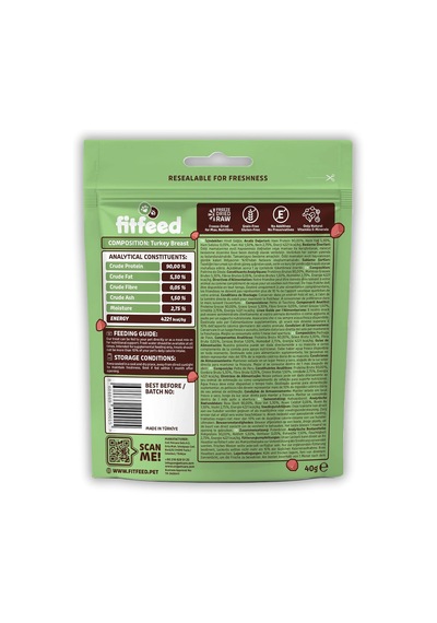 Freeze-dried Çiğ Hindi Göğüs Köpek Ödül Maması 40g