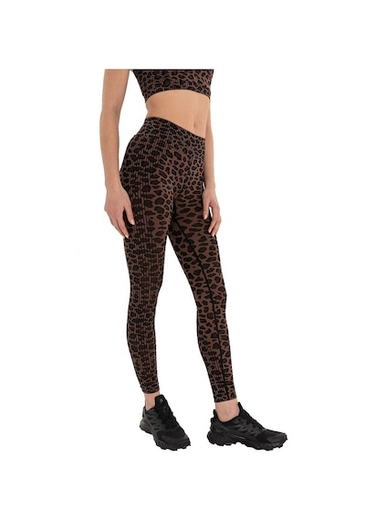 Inguz Leopar Desen Seamless Toparlayıcı Tayt Kahverengi - Siyah