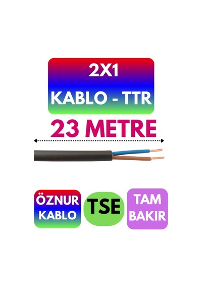 Öznur 2x1 Ttr Kablo Siyah Metre Seçenekli - 23 Metre