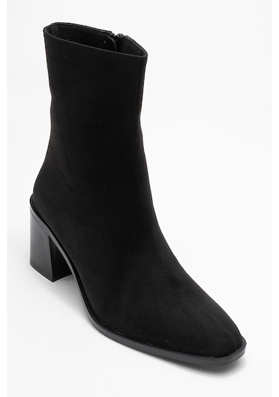 Luvishoes Luvi Shoes Chara Siyah Süet Kadın Kalın Topuklu Bot Siyah Süet