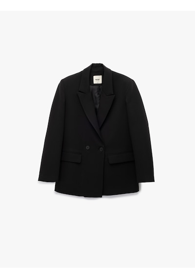 Koton Uzun Kollu Kapaklı Cep Detaylı Oversize Kruvaze Blazer Ceket Siyah 6wak50051uw Siyah Koton Uzun Kollu Kapaklı Cep Detaylı Oversize Kruvaze Blazer Ceket Siyah 6wak50051uw Siyah