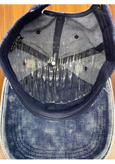 Denim Jean Kot Kumaş Vintage Yıkamalı Unisex Cap Şapka Mavi