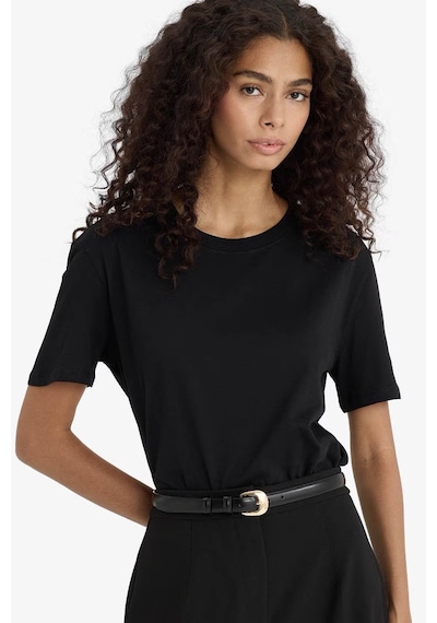 Defacto %100 Pamuk Basic Siyah Kadın T-shirt W9584az/bk81 Siyah
