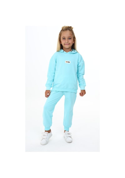 Toontoy Kids Toontoy Kız Çocuk Kapüşonlu Yazı Armalı Eşofman Takım Su Yeşili