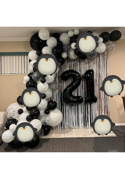 Penguen Folyo Balon 59x54 Cm Siyah Beyaz